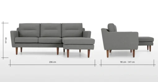 Seccional con Chaise Longue a la Derecha Walker – Gris