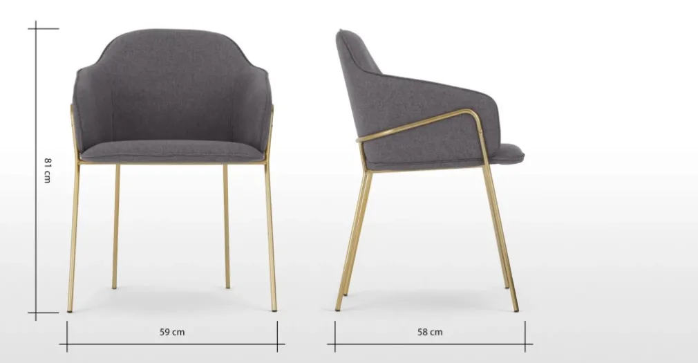 Silla de comedor con estructura Stanley – Gris