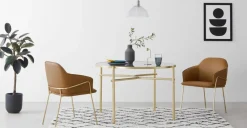 Silla de comedor con marco de metal Stanley – Cuero