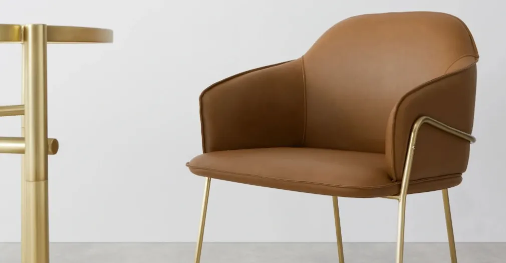 Silla de comedor con marco de metal Stanley – Cuero