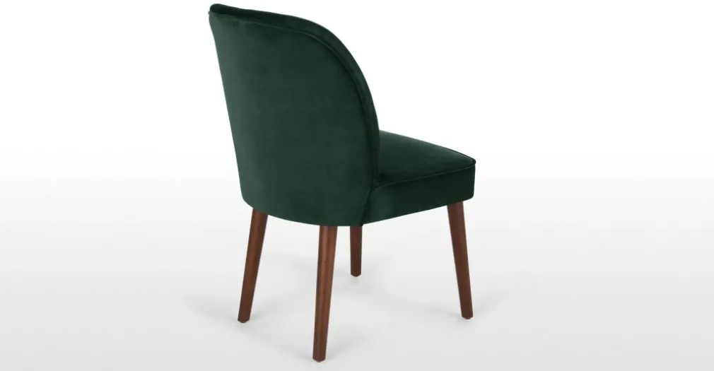 Silla de comedor Margot – Terciopelo verde pino y patas de abedul natural