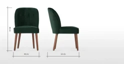 Silla de comedor Margot – Terciopelo verde pino y patas de abedul natural