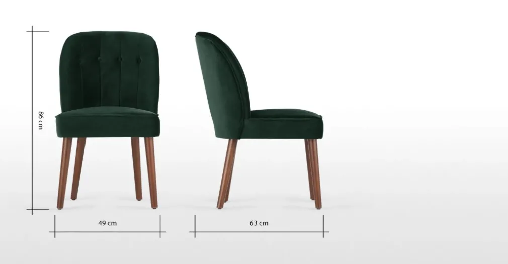 Silla de comedor Margot – Terciopelo verde pino y patas de abedul natural