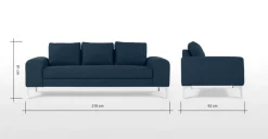 Sofá 3 cuerpos Vittorio – Azul Oscuro