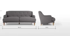 Sofá de 3 Cuerpos Ariana – Gris Grafito