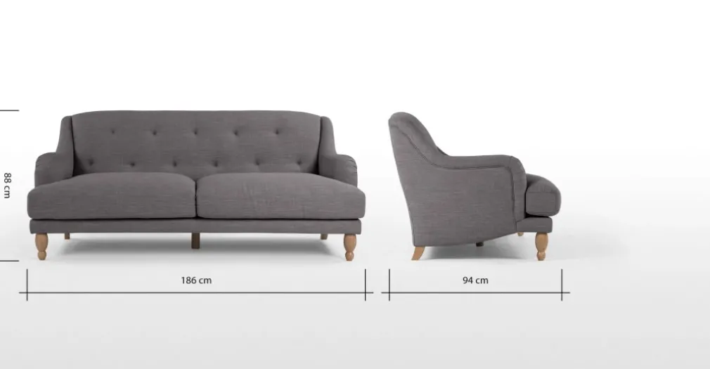 Sofá de 3 Cuerpos Ariana – Gris Grafito