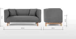Sofá de 2 Cuerpos Becca – Gris Marga
