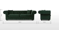 Sofá de 3 cuerpos Chesterfield Branagh – Verde Pino