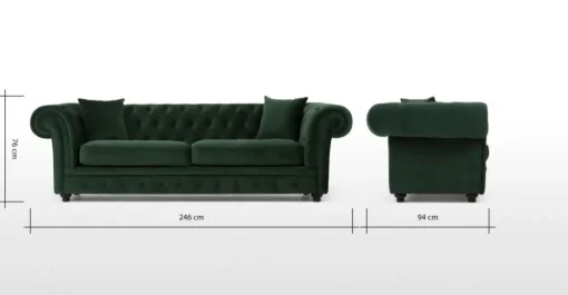 Sofá de 3 cuerpos Chesterfield Branagh – Verde Pino