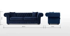 Sofá de 3 cuerpos Chesterfield Branagh – Azul Eléctrico