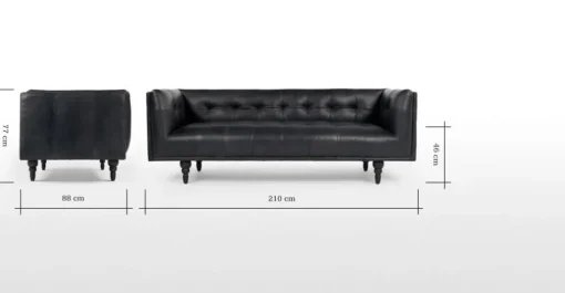 Sofá de 3 Cuerpos Connor – Negro Premium