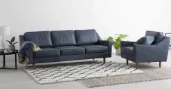 Sofá de 3 Cuerpos Dallas – Cuero Azul Medianoche