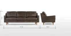 Sofá de 3 Cuerpos Dallas – Cuero Marrón Oxford Premium