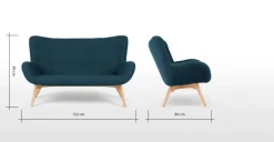 Sofá de 2 Cuerpos Doris – Azul Marino Shetland