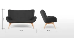 Sofá de 2 Cuerpos Doris – Gris Pizarra Shetland