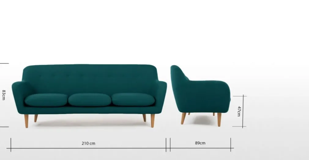 Sofá de 3 Cuerpos Dylan – Azul Mineral