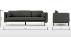 Sofá de 3 Cuerpos Harlow – Gris Hudson