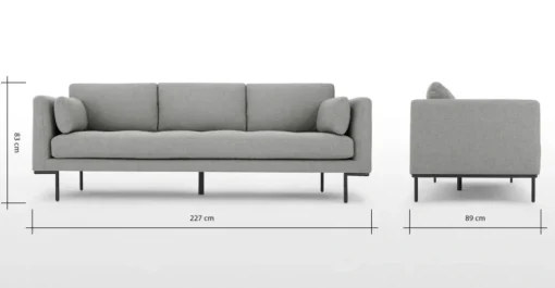 Sofá de 3 Cuerpos Harlow – Gris Montaña