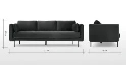 Sofá de 3 Cuerpos Harlow – Gris Medianoche