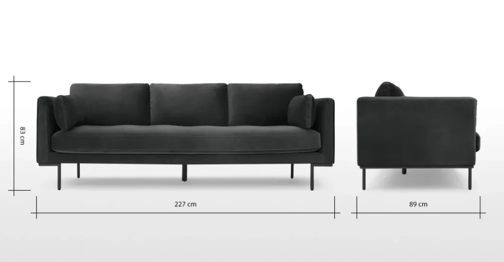 Sofá de 3 Cuerpos Harlow – Gris Medianoche