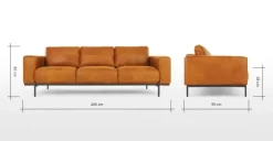 Sofá de 3 Cuerpos Jarrod – Cuero Canela