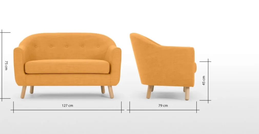 Sofá de 2 Cuerpos Lottie – Amarillo Miel