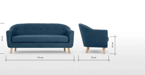 Sofá de 3 Cuerpos Lottie – Azul Puerto