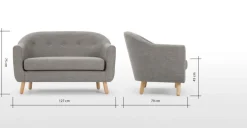 Sofá de 2 Cuerpos Lottie – Gris Tiza