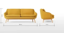 Sofá de 3 Cuerpos Oslo – Amarillo Yema