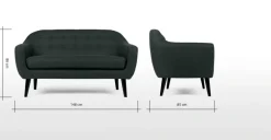 Sofá de 2 Cuerpos Ritchie – Gris Antracita