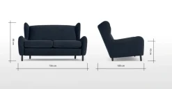 Sofá de 2 Cuerpos Rubens – Azul Zafiro