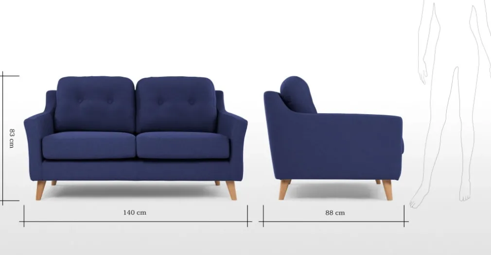 Sofá de 2 Cuerpos Rufus – Azul Cobalto Oscuro