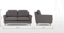 Sofá de 2 Cuerpos Rufus – Gris Rinoceronte