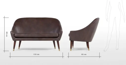 Sofá de 2 Cuerpos Seattle – Cuero Marrón Oxford Premium
