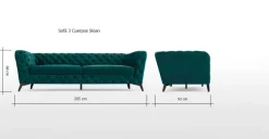 Sofá de 3 Cuerpos Sloan – Azul Seafoam