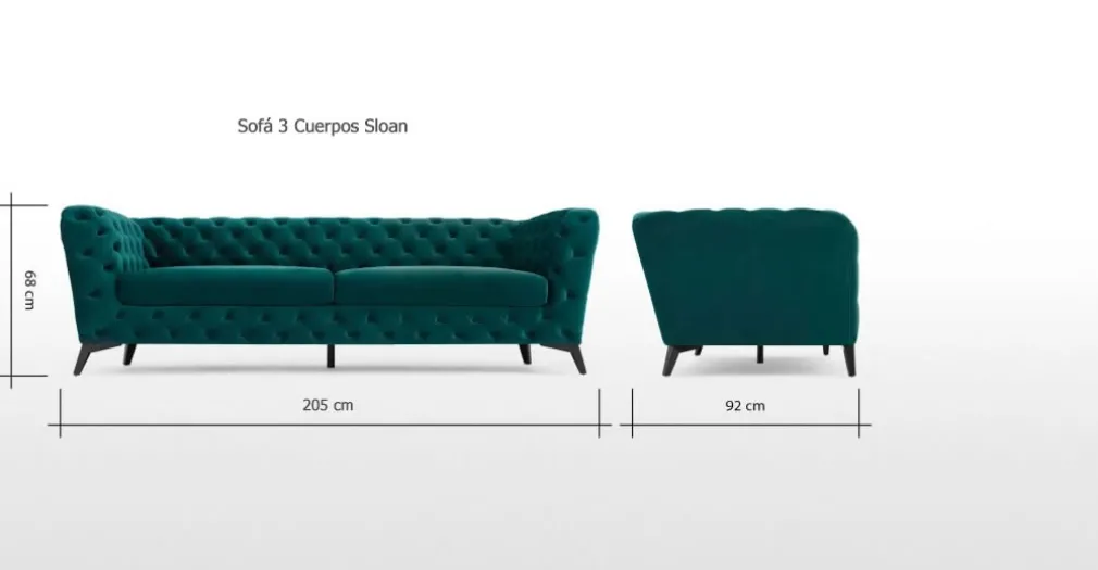 Sofá de 3 Cuerpos Sloan – Azul Seafoam