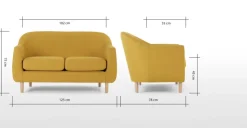Sofá de 2 Cuerpos Tubby – Amarillo Mostaza