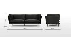 Sofá de 3 Cuerpos Wes – Antracita Oscuro