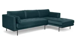 Sofá Esquinero con Chaise Longue a la Derecha Harlow – Azul Oceano