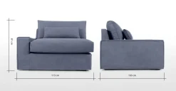 Sofá Modular con Brazo a la Izquierda Trent – Azul Lavado