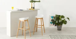 Taburete alto Thelma – Roble y blanco