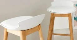 Taburete alto Thelma – Roble y blanco