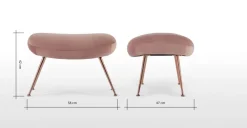 Taburete Moby – Terciopelo rosa vintage